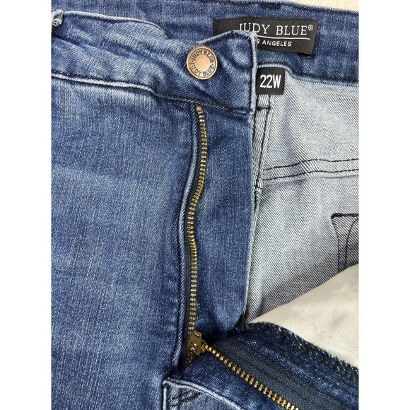 Judy Blue Crop Jeans Womens 22W Blue Dark Wash High Rise Raw Hem Stretch Denim - Picture 4 of 13